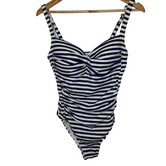 Niptuck Other - Niptuck Striped Swimsuit 12 Womens Padded Twist Detail One Piece Swim Beach